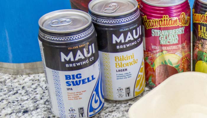 Maui Brewing Co beer cans served at Maui Bus Stop Fort Walton Beach restaurant and bar Maui Brewing Co beer cans served at Maui Bus Stop Fort Walton Beach restaurant and bar