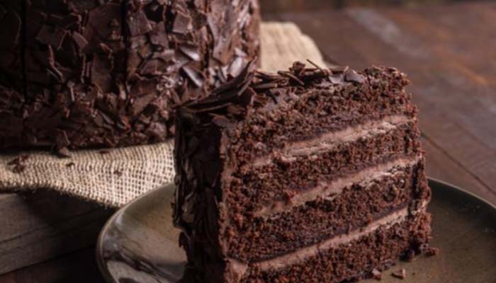Slice of chocolate cake served at Maui Bus Stop.